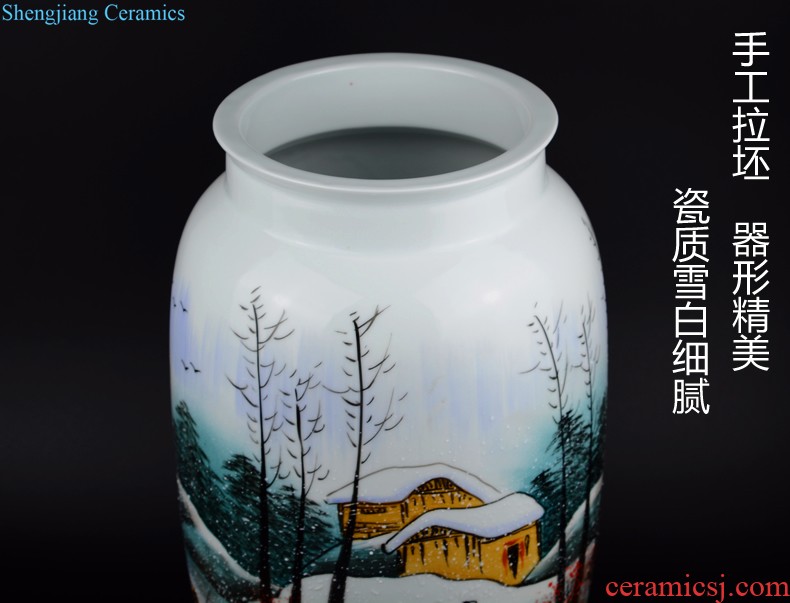 Jingdezhen ceramics Hand draw the general pot of color blue and white porcelain vase Large Chinese style living room porch place