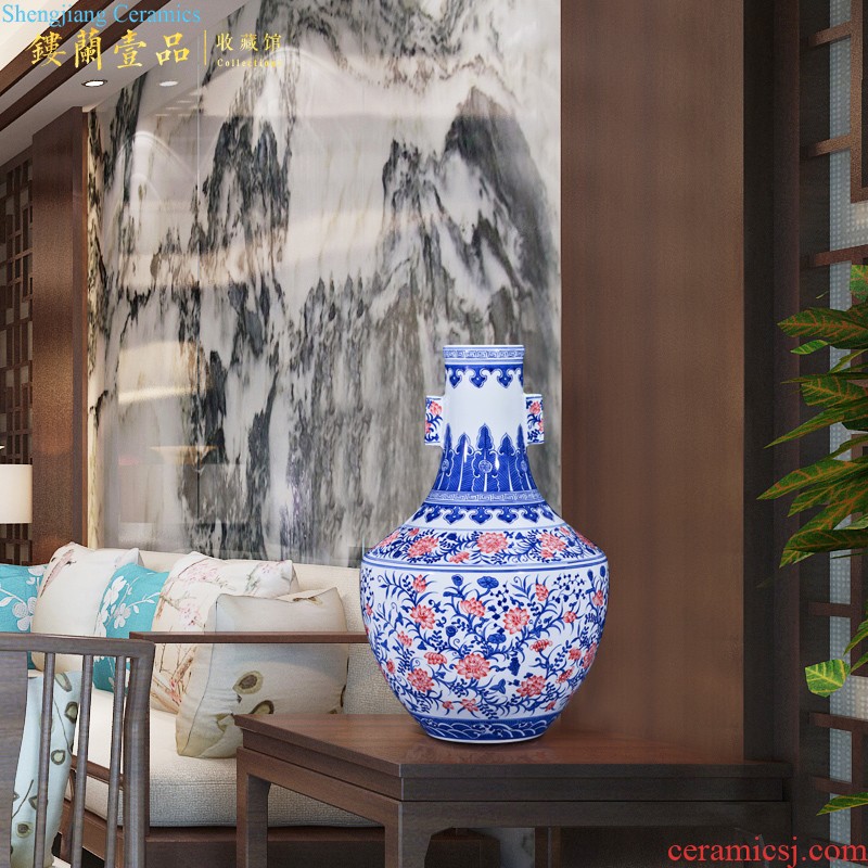 Jingdezhen blue and white youligong longfeng ceramics imitation qing qianlong vase sitting room of new Chinese style household adornment furnishing articles