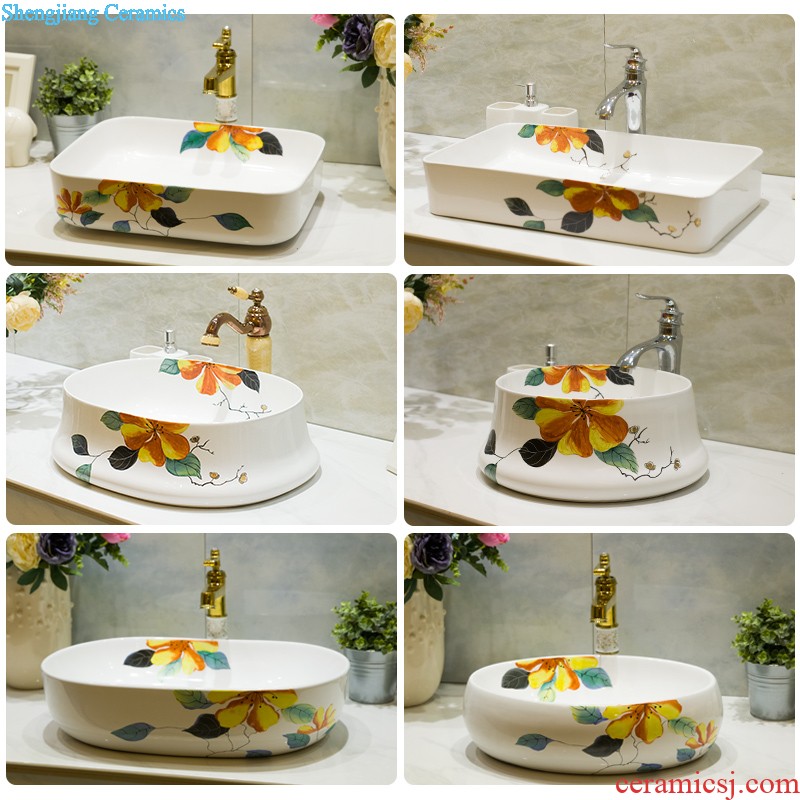 Koh larn, neat square stage basin ceramic lavabo that defend bath lavatory art basin of the basin that wash a face Blue and white