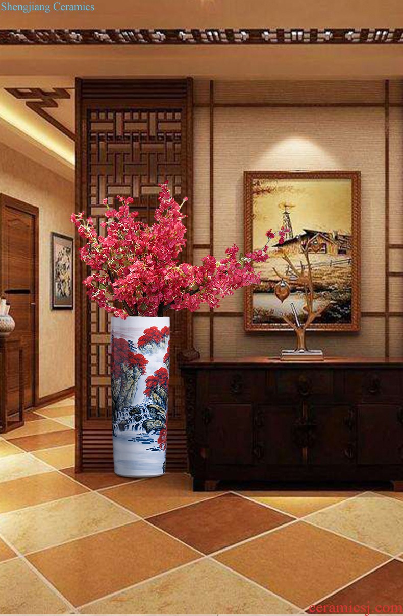 Jingdezhen ceramics of large vase of Chinese antique hand-painted fangming general blue cans sitting room adornment is placed