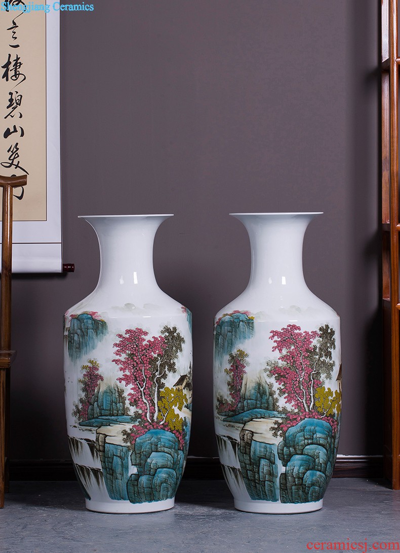 Jingdezhen ceramics antique Chinese landscape painting vase home sitting room adornment is placed the calligraphy and painting scroll cylinder