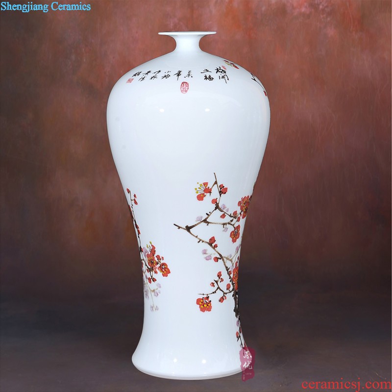 Jingdezhen ceramic Lrene hand-painted LanZhu figure vase flower fashionable Chinese style classical home furnishing articles in the living room