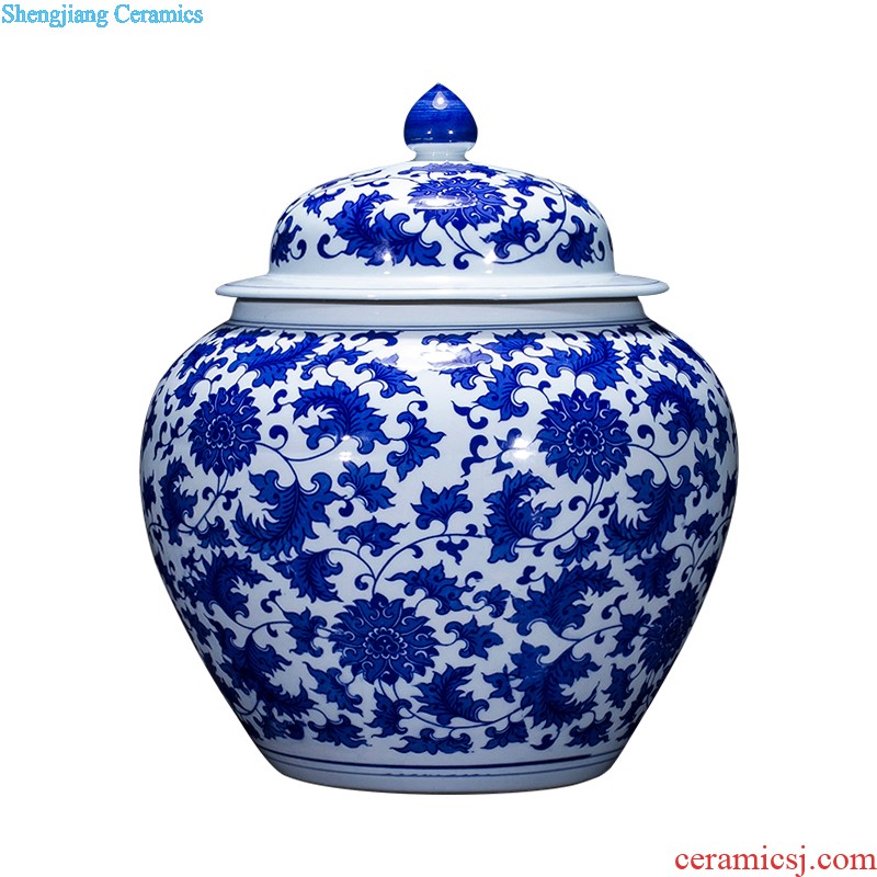 Jingdezhen ceramic hand-painted tank sitting room place the calligraphy and painting cylinder large fish bowl goldfish bowl lotus flower pot FCG