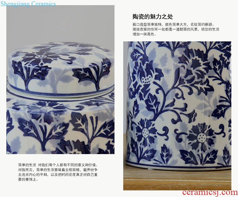 Jingdezhen ceramics by hand lotus fish fun caddy ceramic pot with cover pu-erh tea cake box of restoring ancient ways furnishing articles