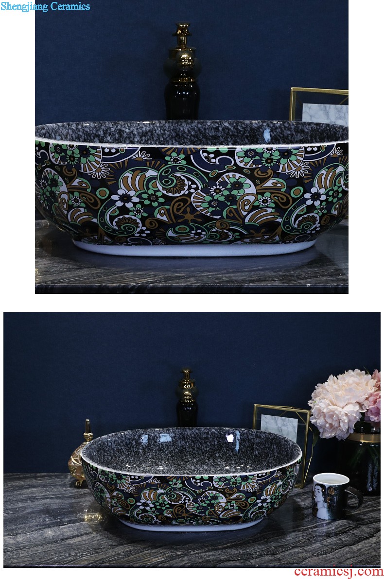 New Chinese style on the ceramic basin sink household toilet basin washing a face wash gargle oval art basin