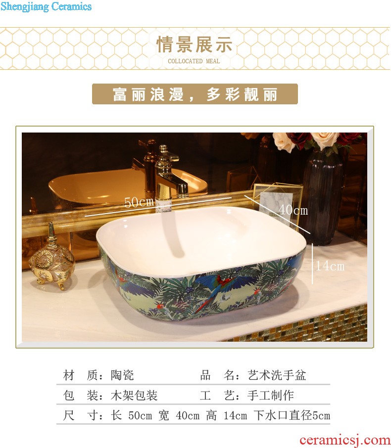 Hand on the blue and white porcelain basin of Chinese style gold cellnique jingdezhen ceramic washbasin small family Chinese wind lavabo