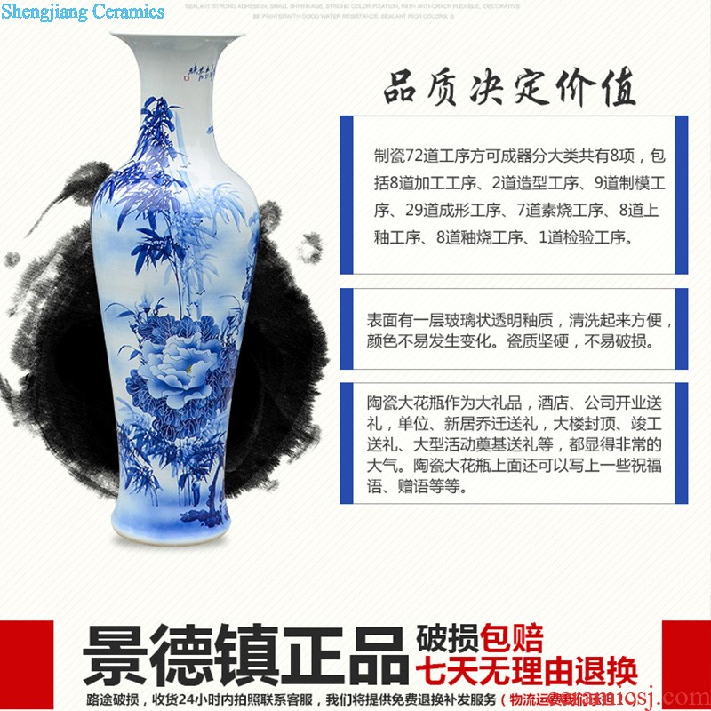 Jingdezhen ceramics big red vase hand-painted home sitting room ground study decorative furnishing articles calligraphy and painting scroll cylinder