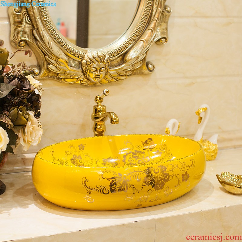 Koh larn, qi stage basin ceramic lavabo lavatory circle art basin bathroom the basin that wash a face green flowers and birds