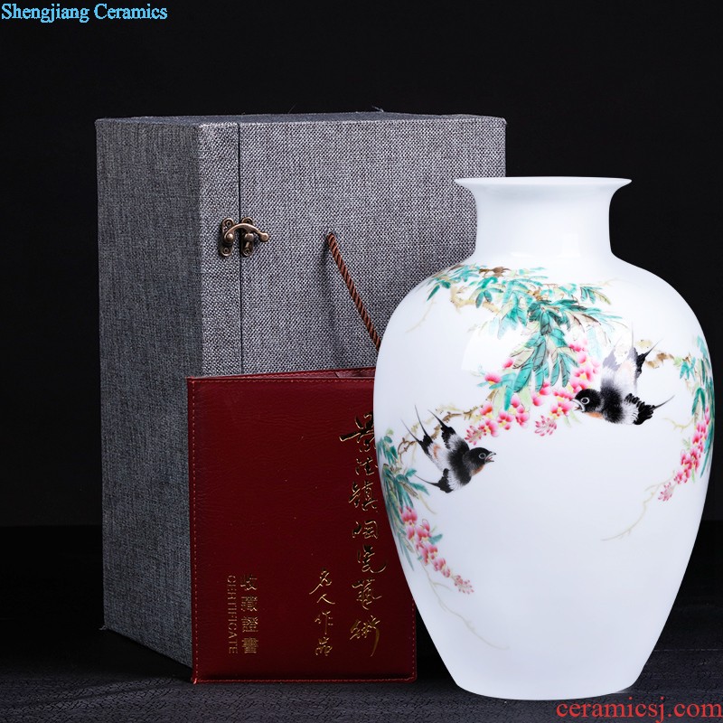 Jingdezhen ceramics vase Wang Yunxi hand painted blue and white porcelain rural amorous feelings Contemporary sitting room handicraft furnishing articles