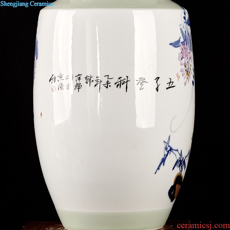 Jingdezhen ceramics Chinese hand-painted orioles pomegranate vase master home sitting room porch decoration as furnishing articles