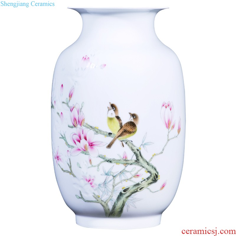 Jingdezhen ceramics hand-painted powder enamel vase new Chinese style living room decoration flower arrangement home furnishing articles