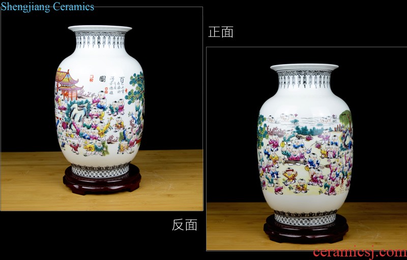 Jingdezhen ceramic pastel landscape painting big vase living room TV cabinet flower arranging hydroponic household soft adornment is placed