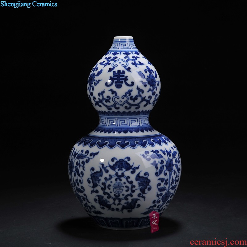 Jingdezhen ceramic vase famous hand-painted pastel vase peony pomegranate furnishing articles new Chinese style living room decorations