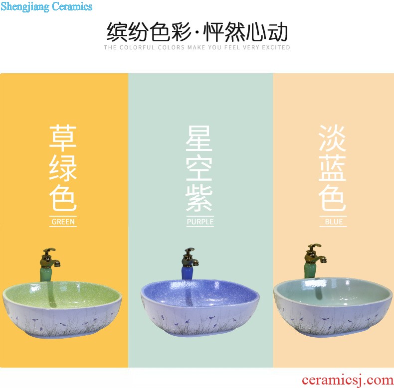 On the ceramic bowl wash gargle lavabo household elliptic green art basin bathroom sinks basin