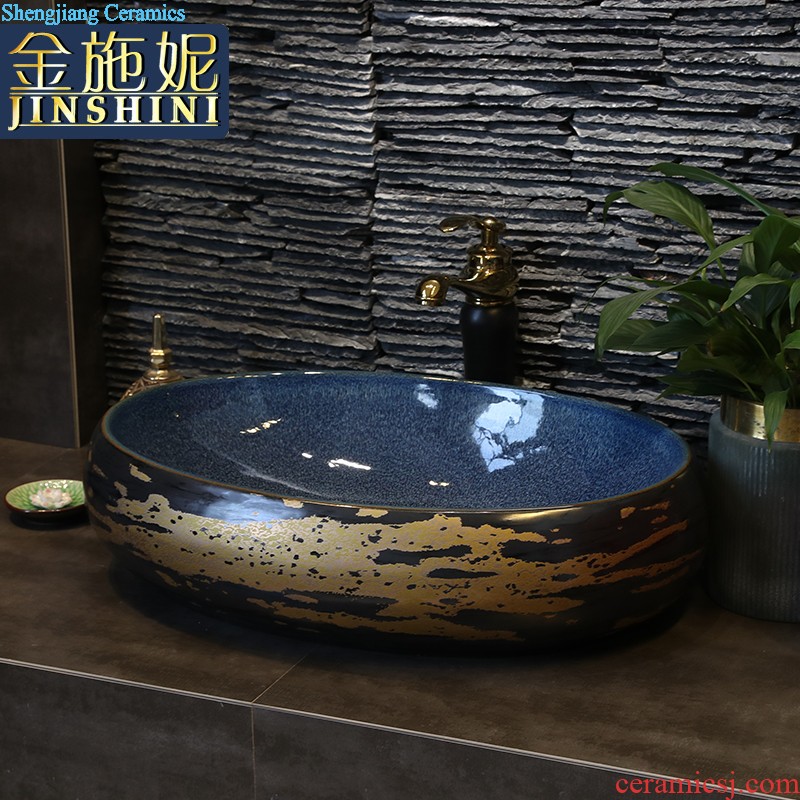 Jingdezhen ceramic stage basin sink elliptic toilet basin washing a face wash gargle household art basin