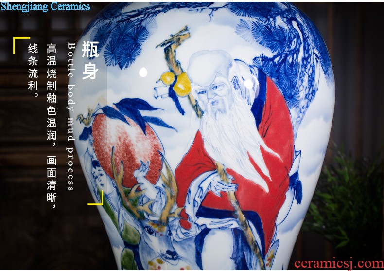 Jingdezhen ceramics Chinese antique hand-painted flower vase household porch rich ancient frame sitting room adornment is placed