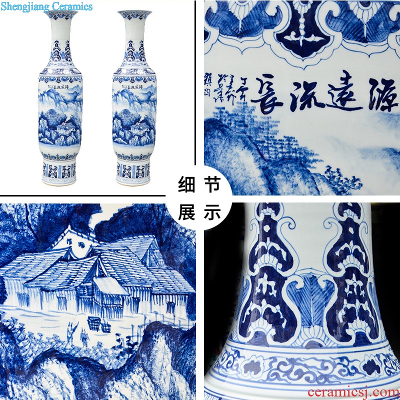 Jingdezhen ceramics has a long history in the masters hand draw the French blue and white porcelain vase sitting room hotel decoration furnishing articles