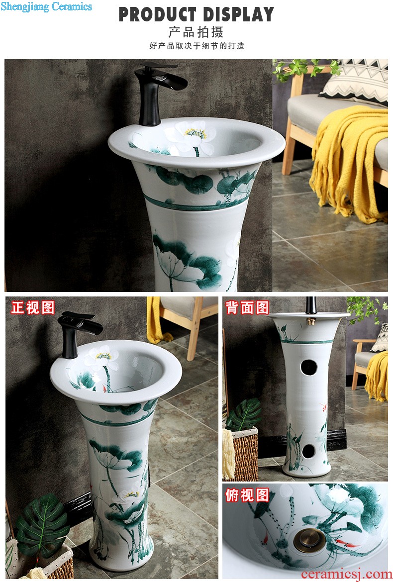 Contracted and basin of wash one integral whole balcony ceramic basin of pillar type lavatory toilet column vertical floor type household