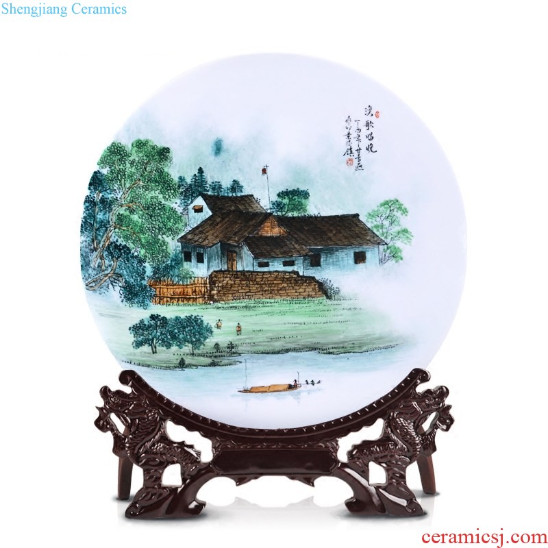 Jingdezhen ceramics by hand draw pastel flower vase picture book high mountain water long sitting room adornment is placed