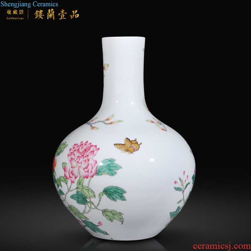 Jingdezhen imperial kiln chinaware archaize qianlong pastel icing on the cake celestial vase sitting room decorative furnishing articles