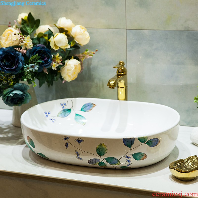 Koh larn, qi ceramic sanitary ware of toilet stage basin sink toilet lavatory basin hand-painted gold orchid flowers