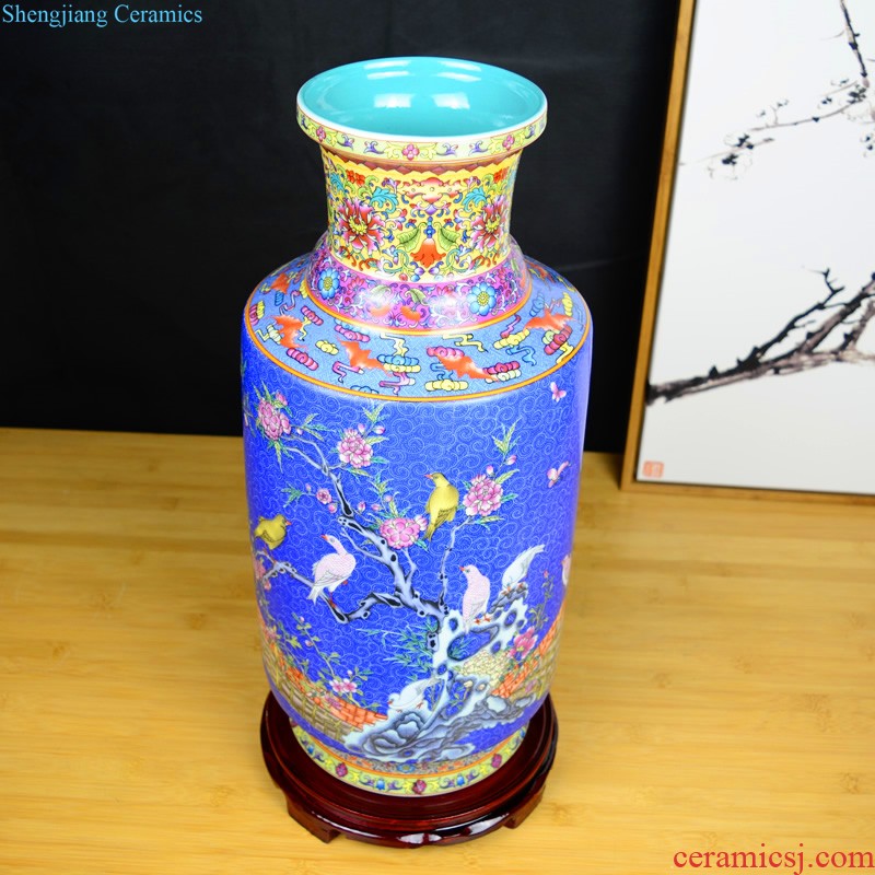 Jingdezhen ceramics celebrity hand-painted big sitting room rich ancient frame of new Chinese style household vase flower adornment furnishing articles