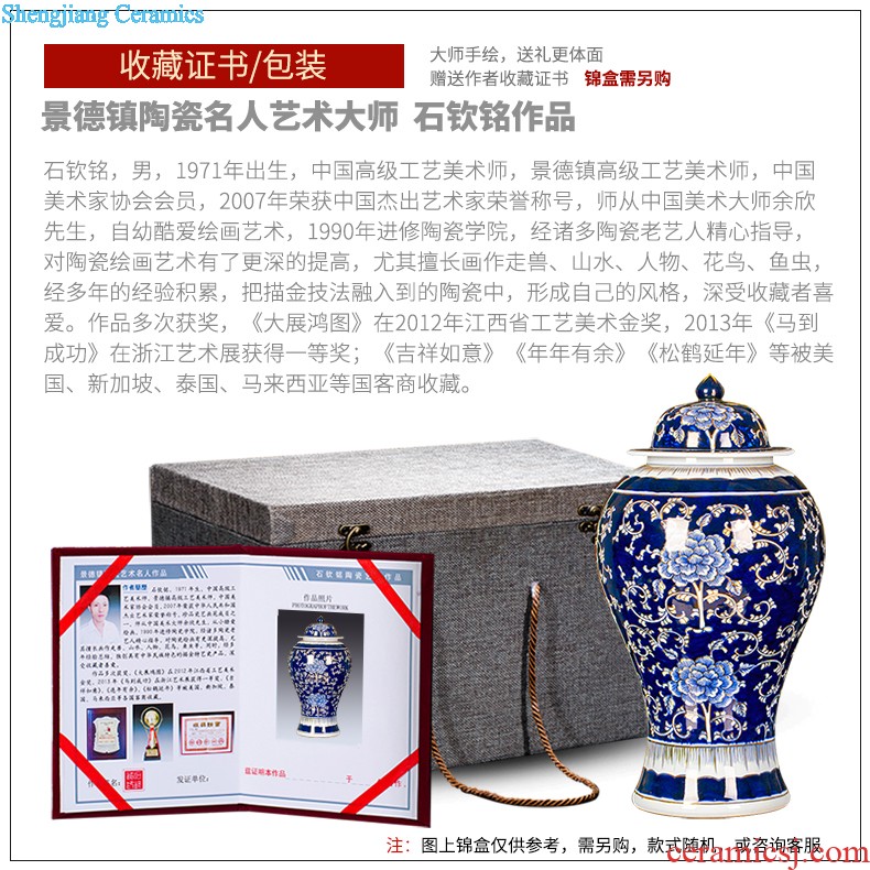 Jingdezhen chinaware paint hand-painted yellow antique Chinese blue and white porcelain vase to the sitting room TV cabinet decorative furnishing articles