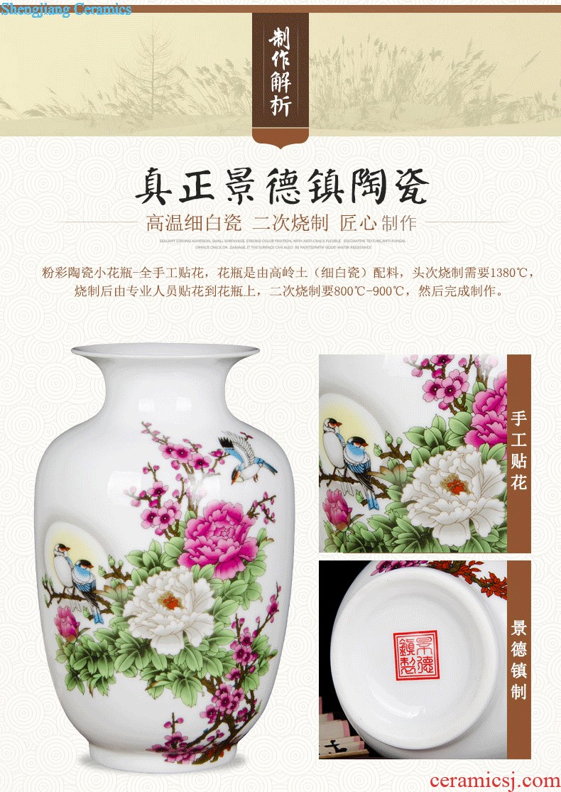 Jingdezhen ceramics three-piece floret bottle of Chinese style household living room TV cabinet decoration crafts are arranging flowers