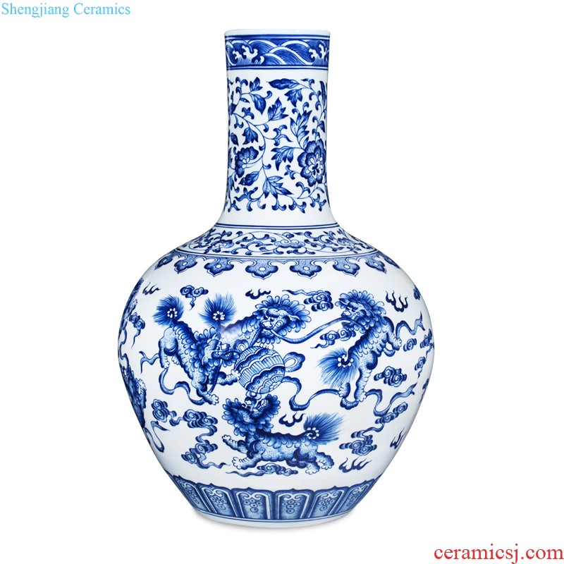 Jingdezhen ceramics hand-painted flower vase new Chinese style household living room TV cabinet craft decoration wedding furnishing articles