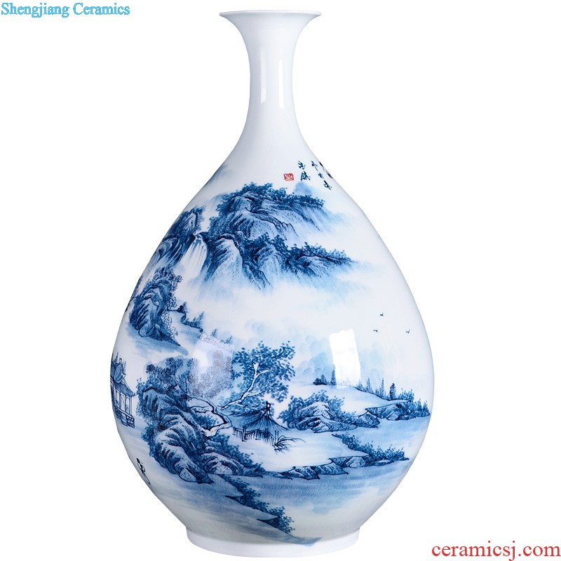 D2 jingdezhen ceramics binaural high landing big vase furnishing articles flower arranging archaize sitting room decoration home decoration