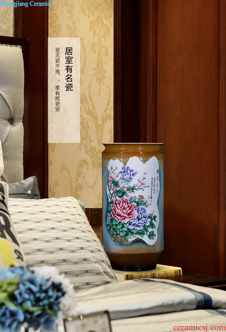 Jingdezhen ceramics famous hand-painted flower arranging device of blue and white porcelain vase furnishing articles rich ancient frame sitting room decoration