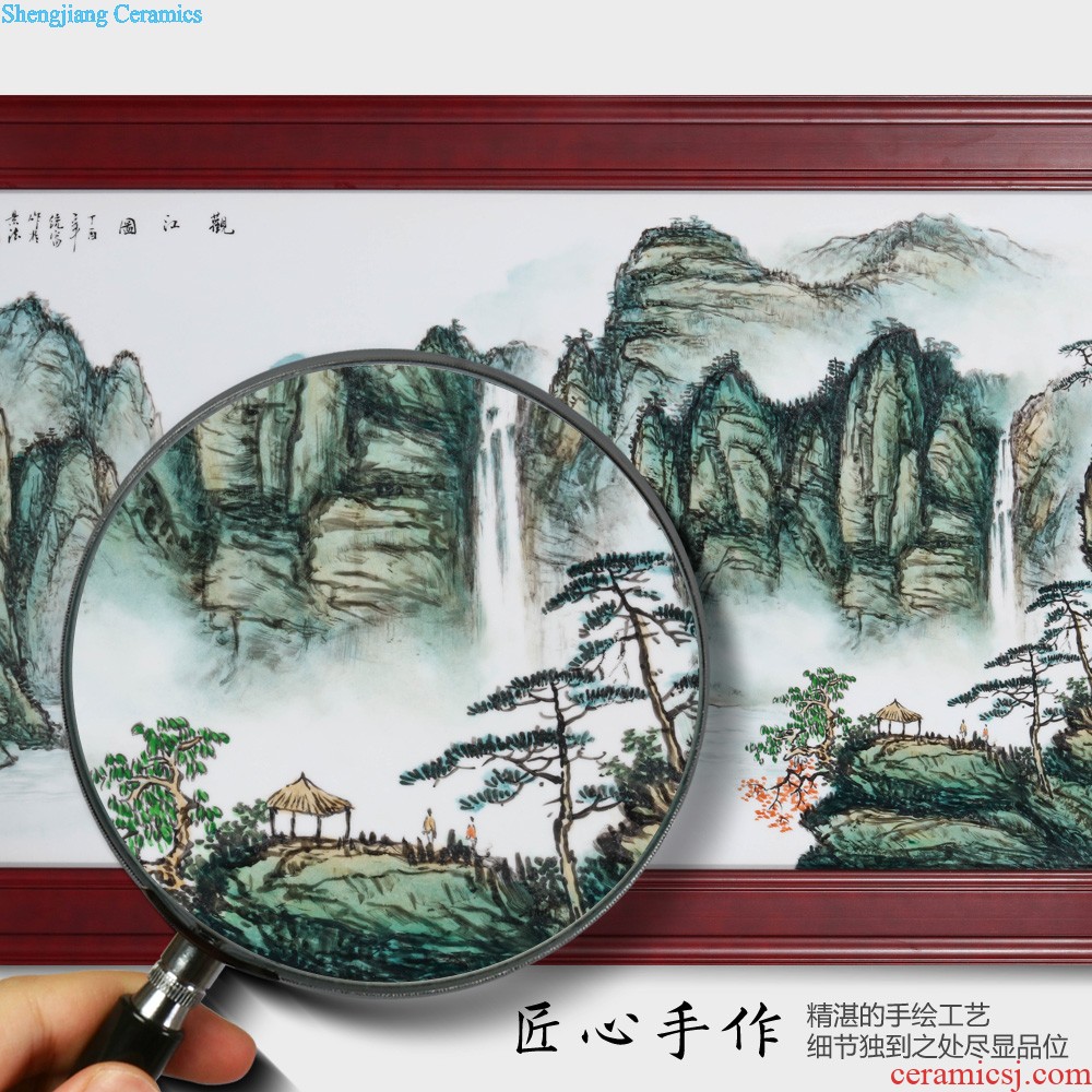 Jingdezhen ceramic plate Dong-ming li pine pavilion autumn of blue and white porcelain figure of mural Modern home furnishing articles