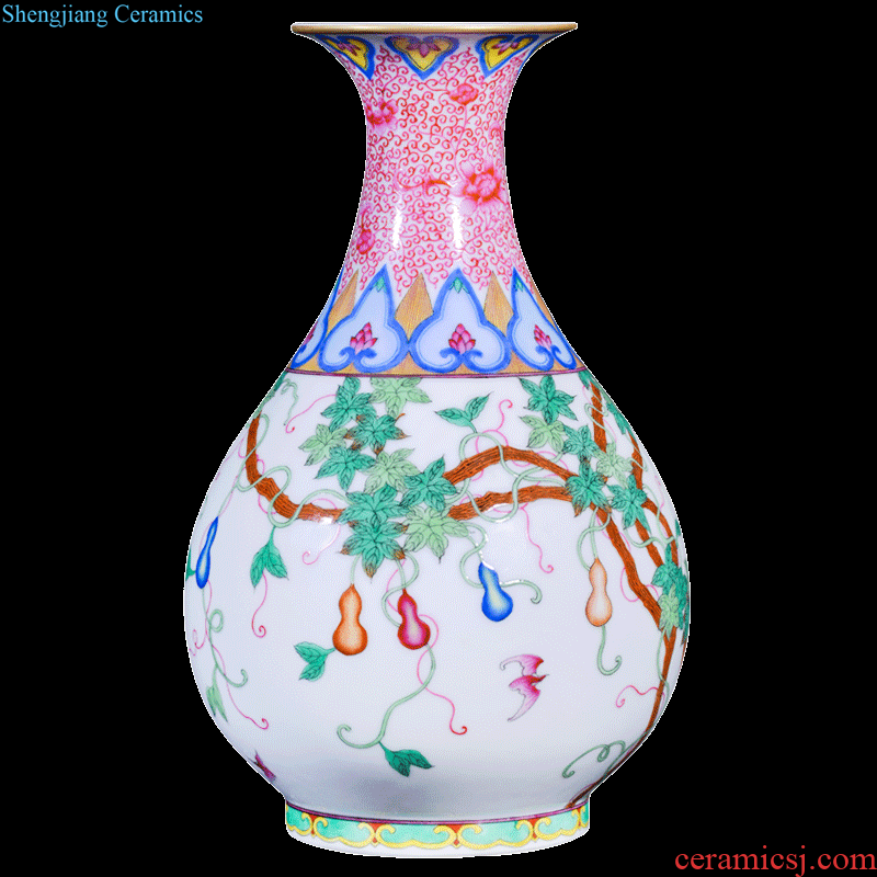 Jingdezhen ceramics hand-painted thin foetus flower vase porch sitting room of Chinese style household decorative gift furnishing articles