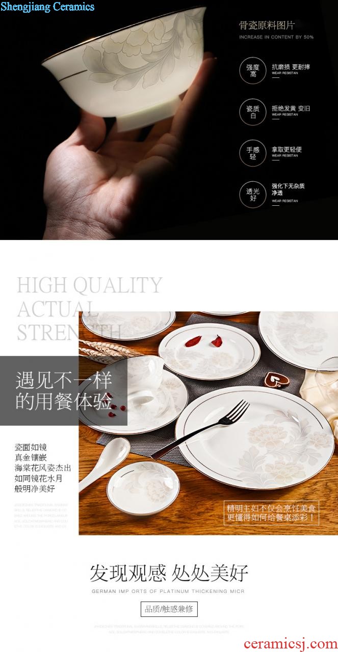 inky Blue and white porcelain tableware suit Chinese dishes Jingdezhen ceramic dishes suit Xin jade 3.0