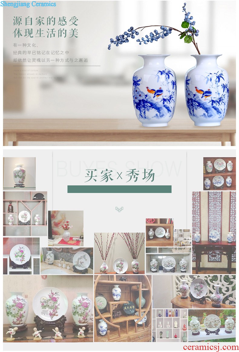 Jingdezhen ceramics vase furnishing articles Famous hand-painted scenery thin body porcelain bottle of new Chinese style living room decoration