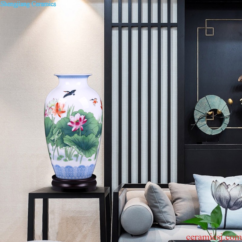 Jingdezhen ceramics vase Wang Yunxi hand painted blue and white porcelain blooming flowers Contemporary sitting room handicraft furnishing articles