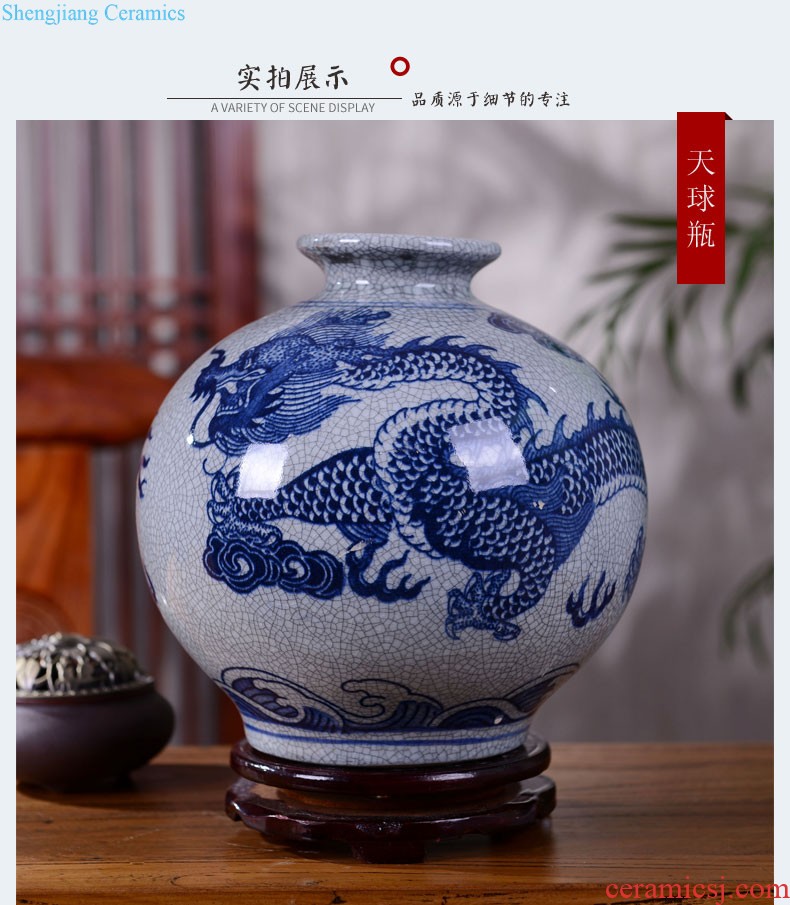 Jingdezhen ceramics hand blue and white porcelain vase large sitting room of new Chinese style household adornment TV ark furnishing articles