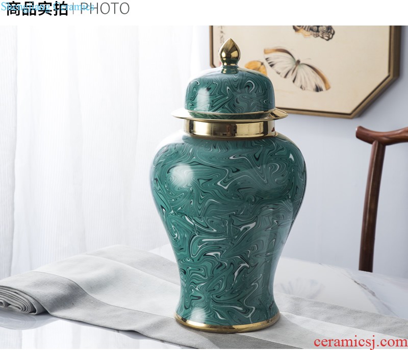 Jingdezhen ceramics celadon vase carving flower arrangement sitting room home pottery soft adornment restoring ancient ways furnishing articles