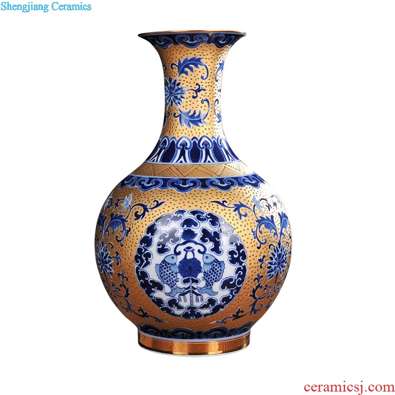 Jingdezhen ceramic landing large vases, hand-painted jiangnan spring scenery new Chinese style household living room decoration to the hotel opening