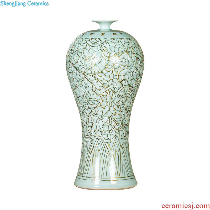 Jingdezhen ceramics hand-painted painting and calligraphy scrolls cylinder barrel large sitting room ground of blue and white porcelain vase calligraphy and painting to receive barrels