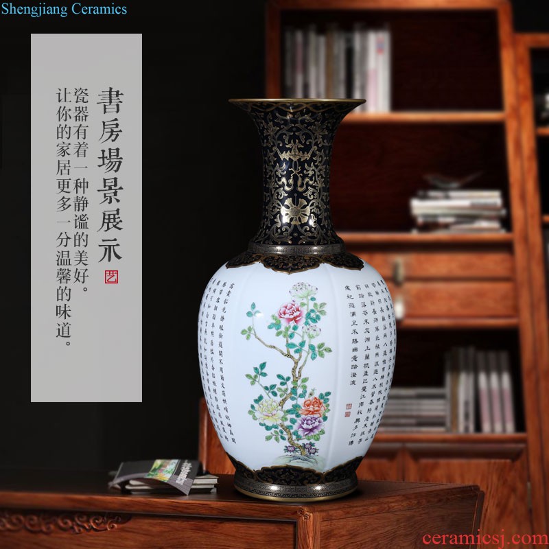 Archaize of jingdezhen ceramics colored enamel peony golden pheasant bottles of Chinese vase decorative household items furnishing articles