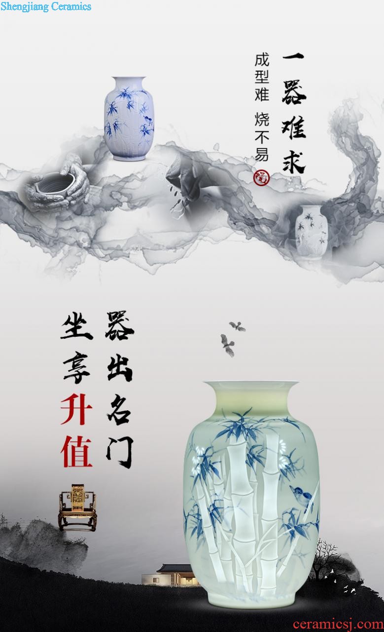 Jingdezhen ceramics vase Hand painted blue and white porcelain chun connect FuXin Chinese style decoration crafts are sitting room