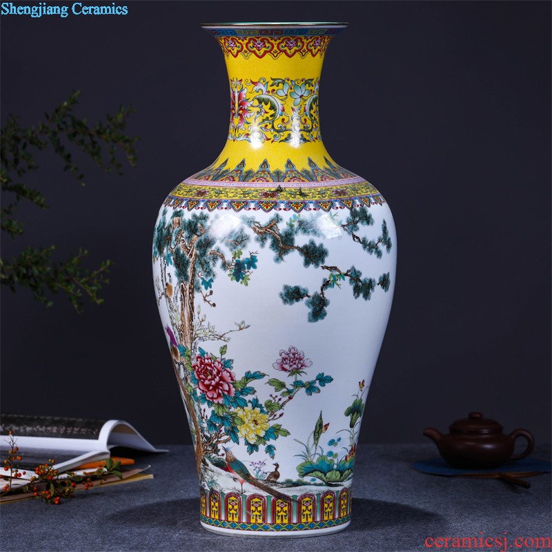 Jingdezhen ceramic glaze crystal crystal red peony vase of large modern home sitting room handicraft decorative furnishing articles