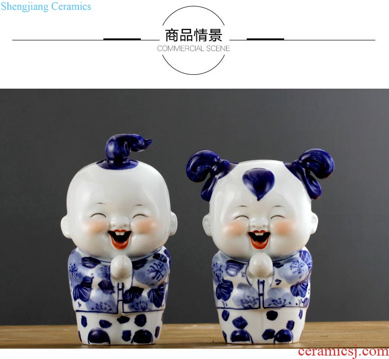 Rain tong home | jingdezhen ceramics Hand painted blue and white porcelain/painted the sitting room is lovely monkeys porcelain decorative furnishing articles