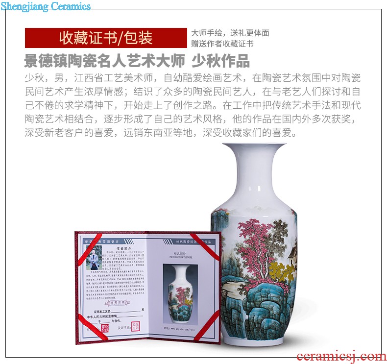 Jingdezhen ceramics antique Chinese landscape painting vase home sitting room adornment is placed the calligraphy and painting scroll cylinder