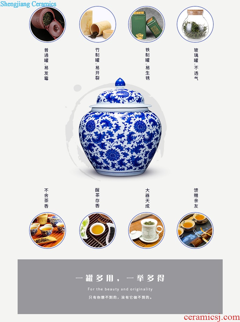 Jingdezhen ceramic hand-painted tank sitting room place the calligraphy and painting cylinder large fish bowl goldfish bowl lotus flower pot FCG