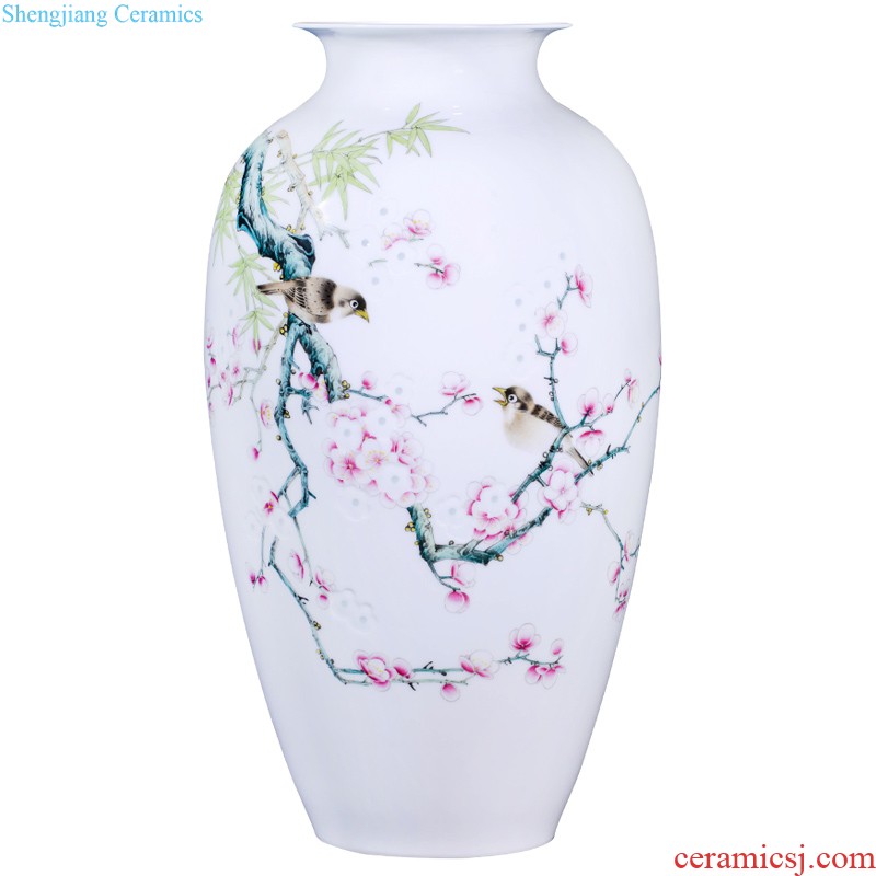 Jingdezhen ceramics hand-painted blooming flowers porcelain plate painting Chinese background decoration mural painting in the sitting room porch