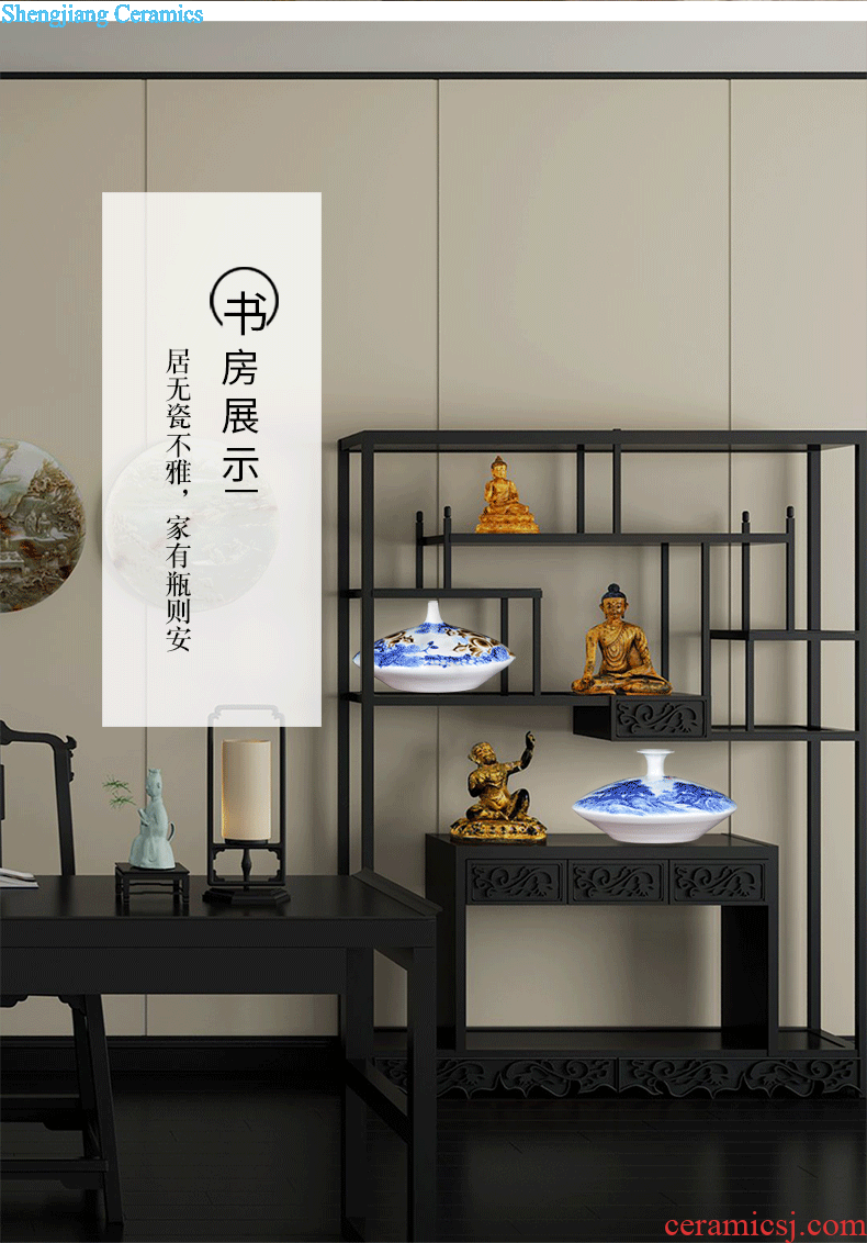 Jingdezhen ceramic handicraftsmen scroll painting and calligraphy calligraphy and painting cylinder cylinder study large sitting room adornment is placed ground vase