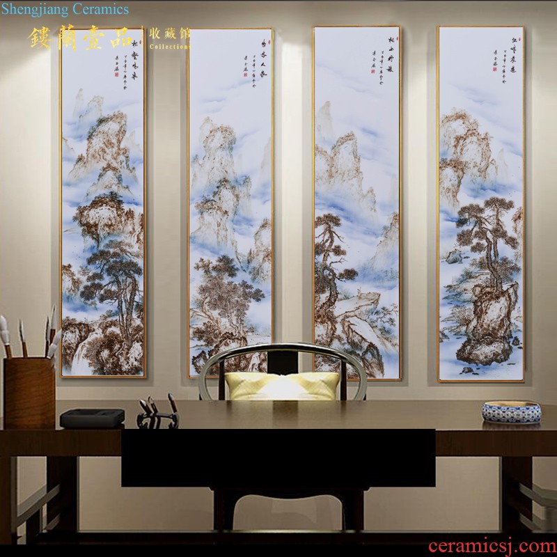 Jingdezhen ceramics hand-painted plate painter in the sitting room porch TV setting wall of blue and white porcelain decorative murals furnishing articles