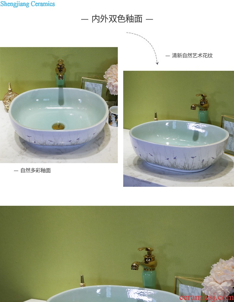 On the ceramic bowl wash gargle lavabo household elliptic green art basin bathroom sinks basin